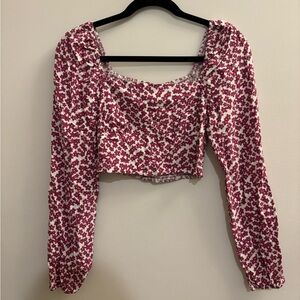 Floral Long Sleeve Crop Top
